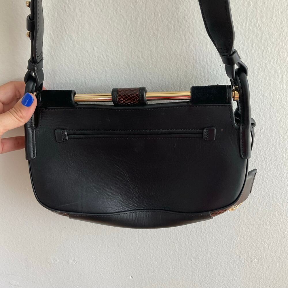 Radley London Remastered Grosvenor Black Leather Suede Snake Print Shoulder Bag - Picture 5 of 9